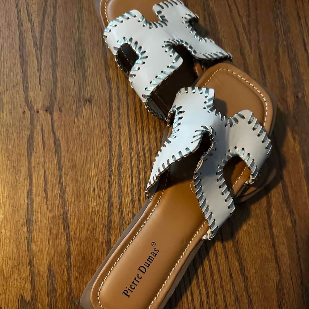 Pierre Dumas Cream and Brown Women's Sandals